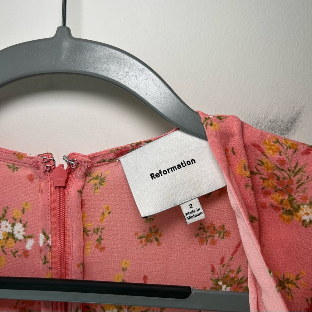 Reformation Mya Mini Dress Pink Floral Size 2 - Picture 6 of 11